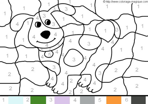 Coloriage Magique numération Le chien dessin gratuit à magique numeration le chien