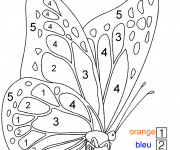 Coloriage Magique Maternelle Un papillon en num&eacute;ros