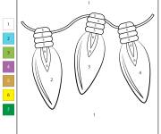 Coloriage Ampoule de No&euml;l magique par num&eacute;ro
