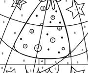 Coloriage Beau sapin de Noel magique en num&eacute;ros