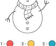 Coloriage Bonhomme de noel en hiver num&eacute;rot&eacute; pour enfants