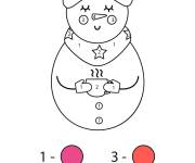 Coloriage Bonhomme de noel num&eacute;rot&eacute; magique facile