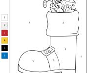 Coloriage Botte de p&egrave;re Noel avec des sucettes sucr&eacute;s dedans par num&eacute;ros