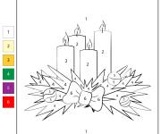 Coloriage Bougies de l'Avent magique Noel num&eacute;rot&eacute;