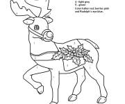 Coloriage et dessins gratuit Cerf de No&euml;l d&eacute;cor&eacute; magique par num&eacute;ros à imprimer