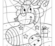 Coloriage Cerf mignon dans une chaussette de Noel magique par num&eacute;ro