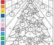 Coloriage Colorie ce sapin de No&euml;l num&eacute;rot&eacute;