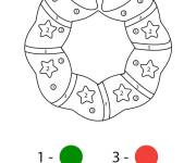 Coloriage Couronne de noel magique num&eacute;rot&eacute; facile
