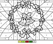 Coloriage D&eacute;corations Couronne de No&euml;l num&eacute;rot&eacute;