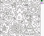 Coloriage D&eacute;corations des &eacute;l&eacute;ments magique de Noel par num&eacute;ro