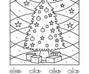 Coloriage et dessins gratuit D&eacute;corations du sapin Noel stylis&eacute; cm2 à imprimer