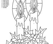 Coloriage et dessins gratuit Deux bougies de noel par num&eacute;ros à imprimer