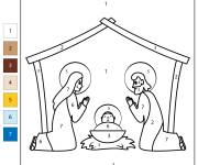 Coloriage &Eacute;curie de la Nativit&eacute; magique noel