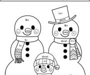 Coloriage et dessins gratuit Famille de Bonhomme de Noel num&eacute;rot&eacute; à imprimer