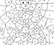 Coloriage et dessins gratuit F&eacute;e de Noel magique en couleurs par num&eacute;ros à imprimer