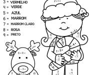 Coloriage et dessins gratuit Fille et renne magique no&euml;l par num&eacute;ro à imprimer