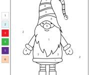 Coloriage Gnome de Noel par num&eacute;ros simple
