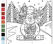 Coloriage Image de rennes de No&euml;l par num&eacute;ros
