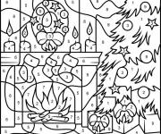Coloriage L'int&eacute;rieur de la maison magique noel