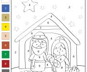 Coloriage La Nativit&eacute; par num&eacute;ro
