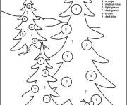 Coloriage Les sapins de noel dans la foret num&eacute;rot&eacute;