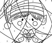 Coloriage Lutin de noel mignon et adorable par num&eacute;ros