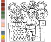 Coloriage Lutin de No&euml;l par chiffre magique
