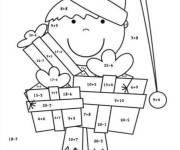 Coloriage Lutin de noel qui apporte des cadeaux mod&egrave;le par num&eacute;ros