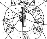 Coloriage Magique couronne de No&euml;l facile