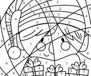 Coloriage Magique lutin et cadeaux de No&euml;l