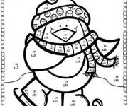 Coloriage Magique Noel Pingouin patinant