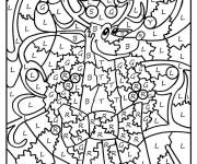 Coloriage Magique Noel renne par lettres