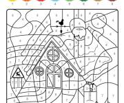 Coloriage Maison en hiver magique Noel