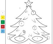Coloriage Masque de sapin de No&euml;l par num&eacute;ro
