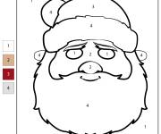 Coloriage Masque du P&egrave;re No&euml;l par num&eacute;ros facile