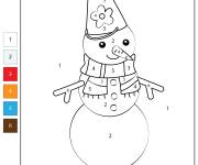 Coloriage Mod&egrave;le de Bonhomme de Noel simple num&eacute;rot&eacute; cm2