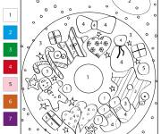 Coloriage Pain d'&eacute;pices de No&euml;l simple par chiffre
