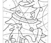 Coloriage Paysage des livre sur sapin de noel par num&eacute;ro 