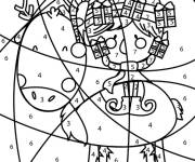 Coloriage Paysage magique de lutin et renne de No&euml;l