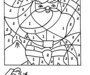 Coloriage P&egrave;re noel magique &agrave; colorier en rouge et gris par num&eacute;ro 