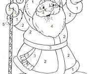 Coloriage P&egrave;re noel souriant pour la f&ecirc;te de noel num&eacute;rot&eacute;
