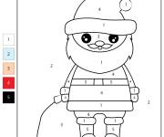 Coloriage Petit p&egrave;re Noel magique par num&eacute;ros pour enfants