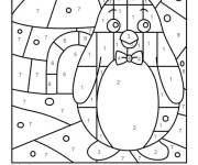Coloriage Pingouin adorable devant sa maison magique noel