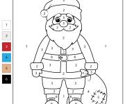 Coloriage Portrait de P&egrave;re Noel &agrave; imprimer par num&eacute;ros