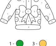 Coloriage Pull de Noel en n&oelig;ud magique par num&eacute;ro
