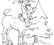 Coloriage Rudolf et sapin de No&euml;l Magique Noel