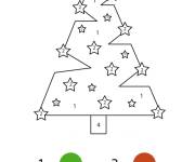 Coloriage Sapin de noel par num&eacute;ro d&eacute;cor&eacute; par &eacute;toiles