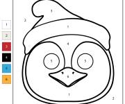 Coloriage T&ecirc;te de pingouin de No&euml;l