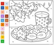 Coloriage Biscuit de No&euml;l avec de lait par num&eacute;ro
