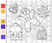 Coloriage Biscuit de No&euml;l par num&eacute;ro pour enfants